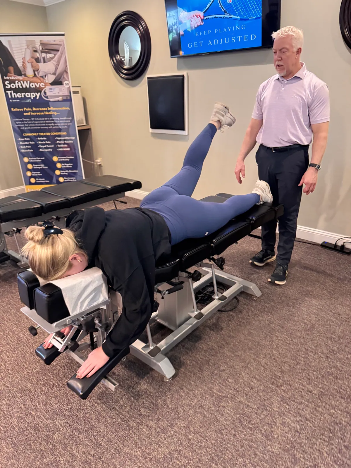 Chiropractic exercise leg extension therapy spinal adjustment North Hampton NH